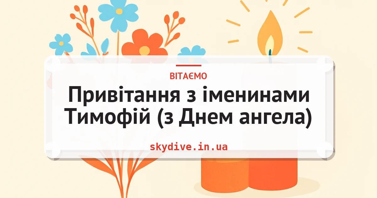 Привітання з іменинами Тимофій (з Днем ангела) — листівка з підписом