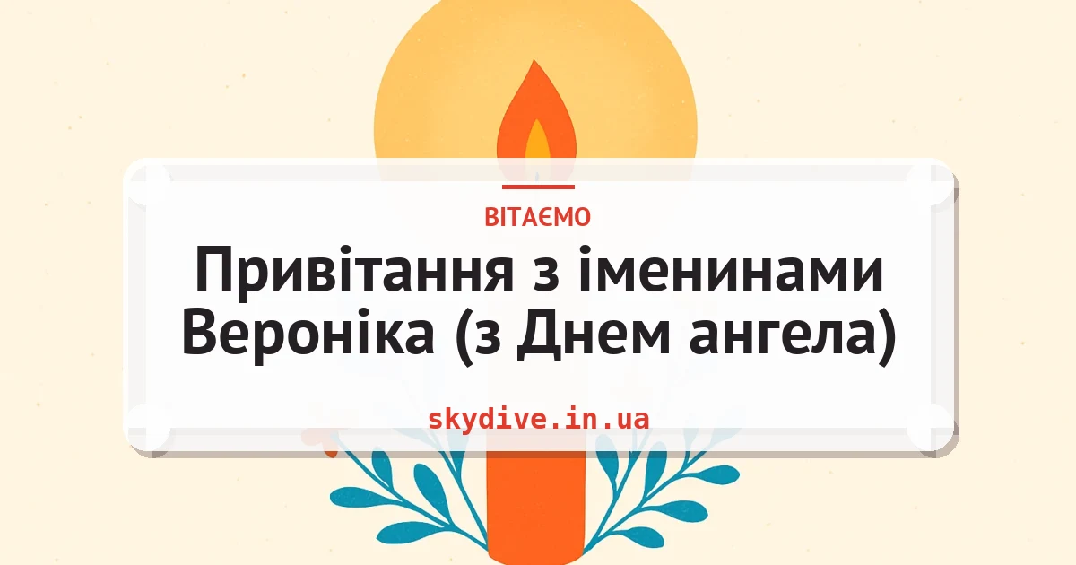 Привітання з іменинами Вероніка (з Днем ангела) — листівка з підписом