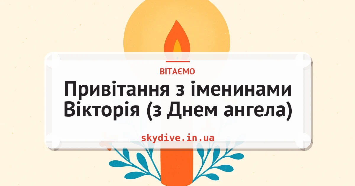 Привітання з іменинами Вікторія (з Днем ангела) — листівка з підписом