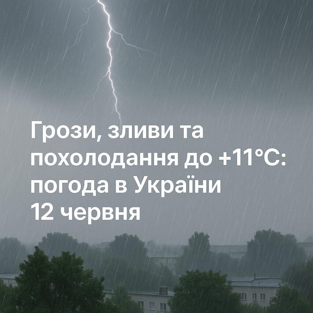 Грози, зливи та похолодання до +11°C: погода в Україні 12 червня - image 1