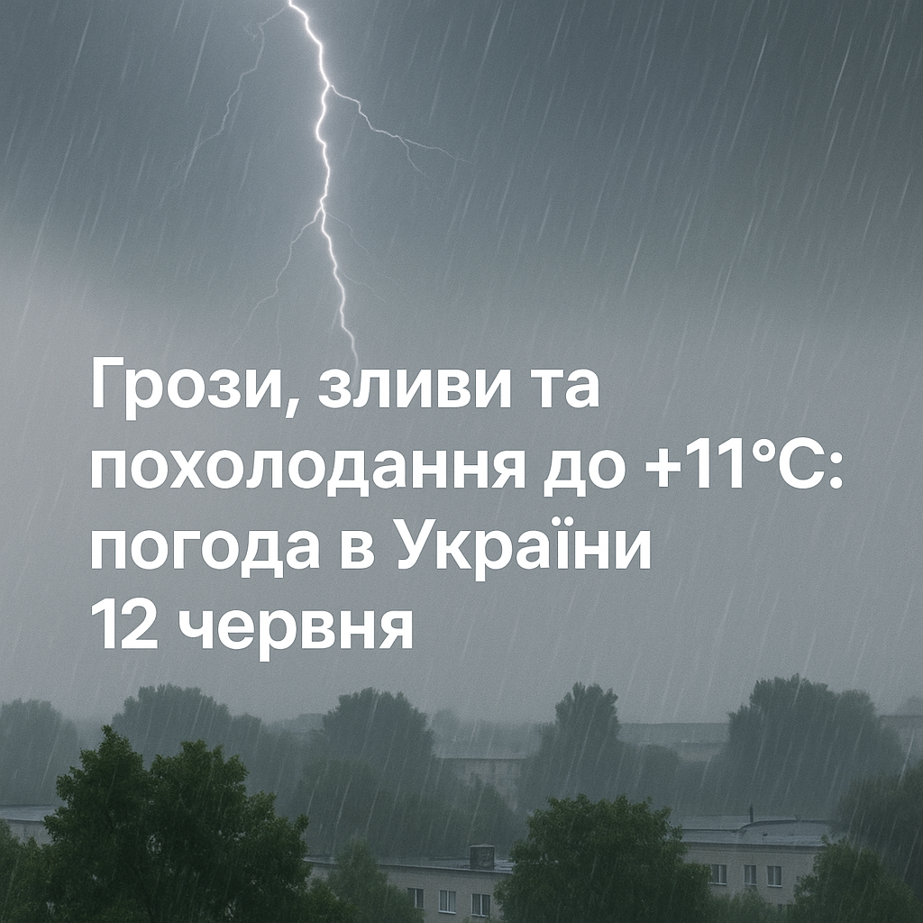 Грози, зливи та похолодання до +11°C: погода в Україні 12 червня - image 1