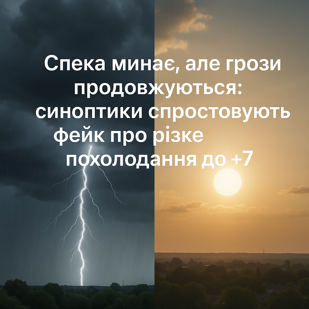 Спека минає, але грози продовжуються: синоптики спростовують фейк про різке похолодання до +7 - image 1