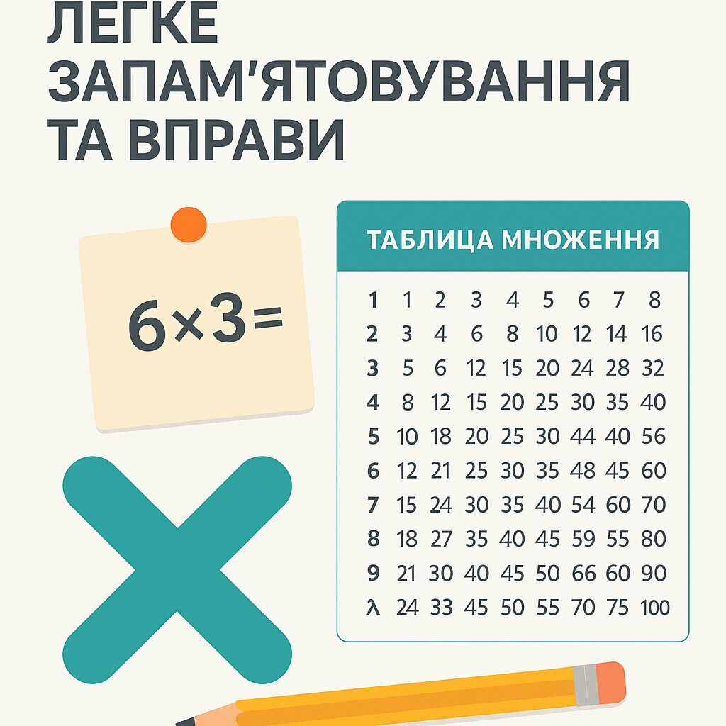 Таблиця множення: Легке запам’ятовування та вправи