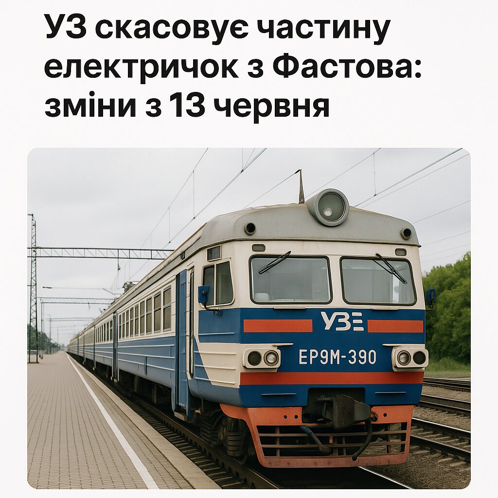 УЗ скасовує частину електричок з Фастова: зміни з 13 червня - image 1